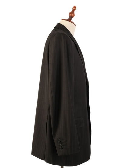 Excellent Canali Black Wool Pinstripe Suit Jacket Size XL