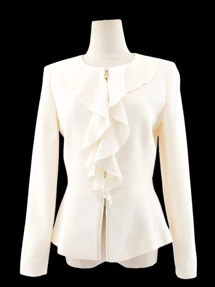 NEW Luisa Spagnoli Yellow Wool Blazer Size L with Ruffled Details