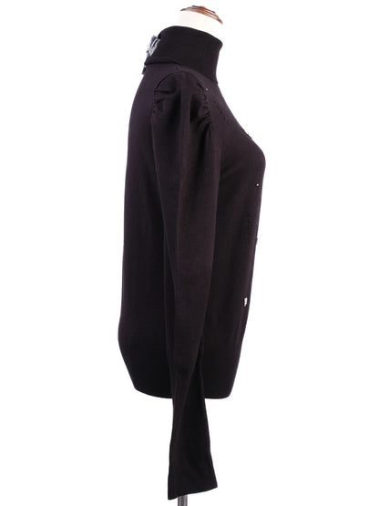 NEW Liu Jo Black Turtleneck Sweater Size L with Embellishments