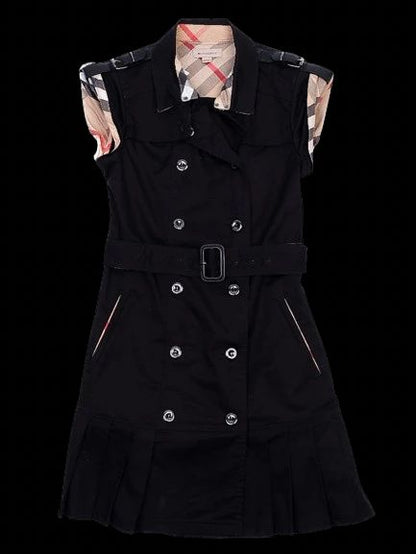Excellent Burberry Black Cotton Sleeveless Trench Dress Size 10 for Kids