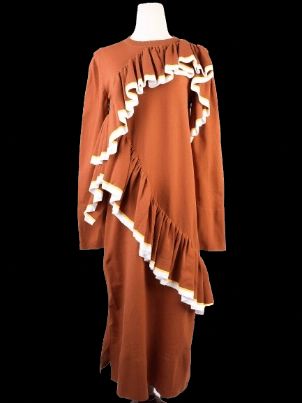 Excellent Marni Orange Ruffled Dress Size M Women Nylon