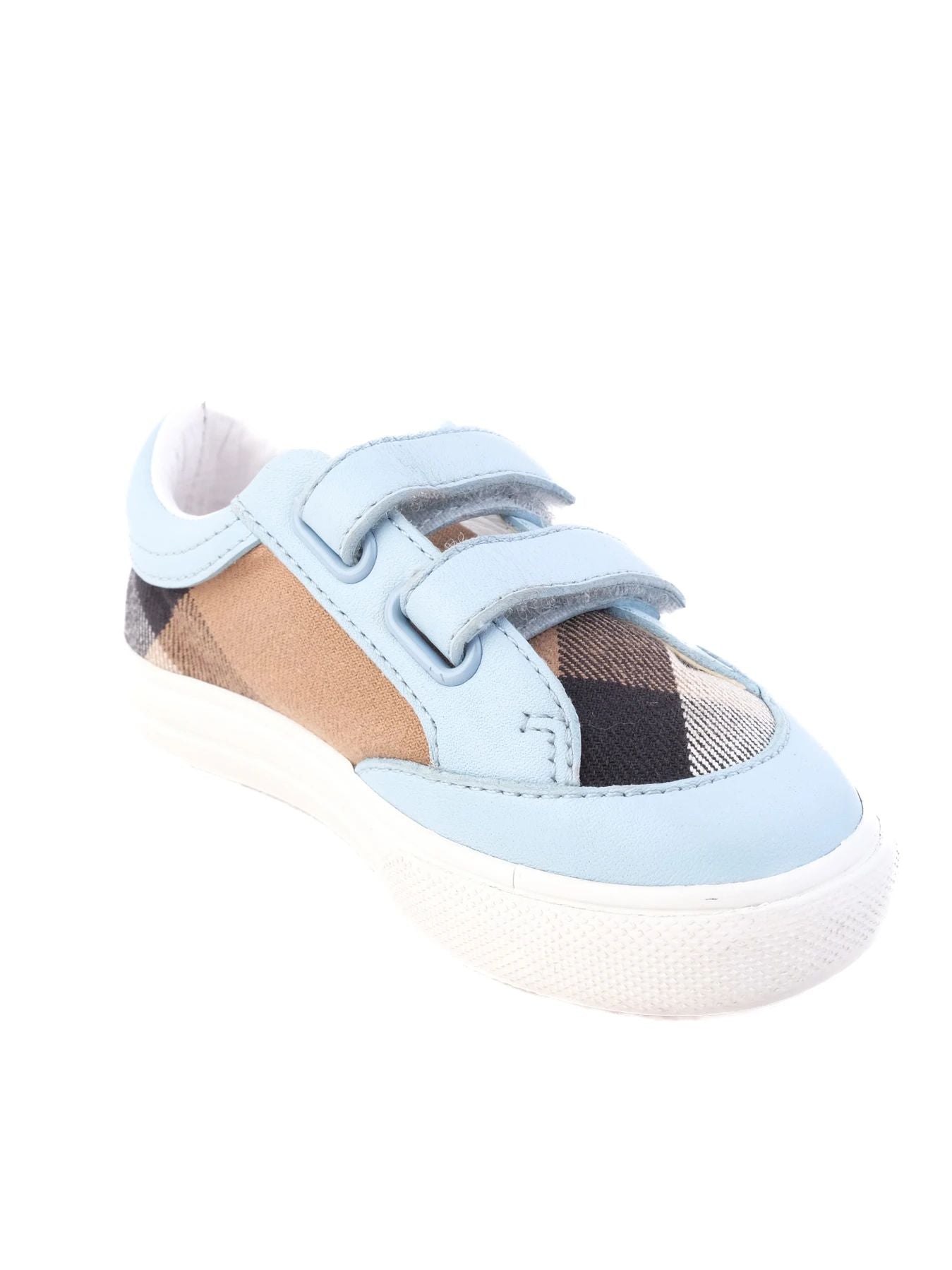 Excellent Burberry Light Blue Fabric Sneakers for Kids, Size 21