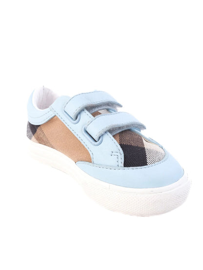 Excellent Burberry Light Blue Fabric Sneakers for Kids, Size 21