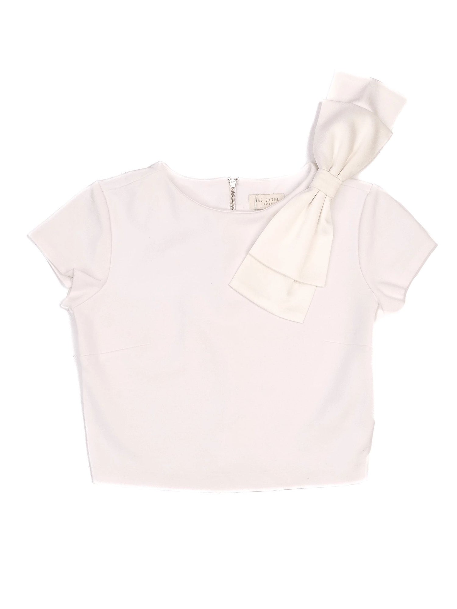 Excellent Ted Baker White Bow Detail Top XXS Viscose Women