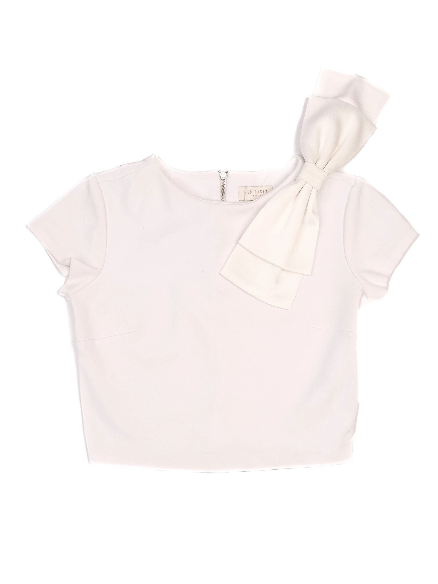 Excellent Ted Baker White Bow Detail Top XXS Viscose Women