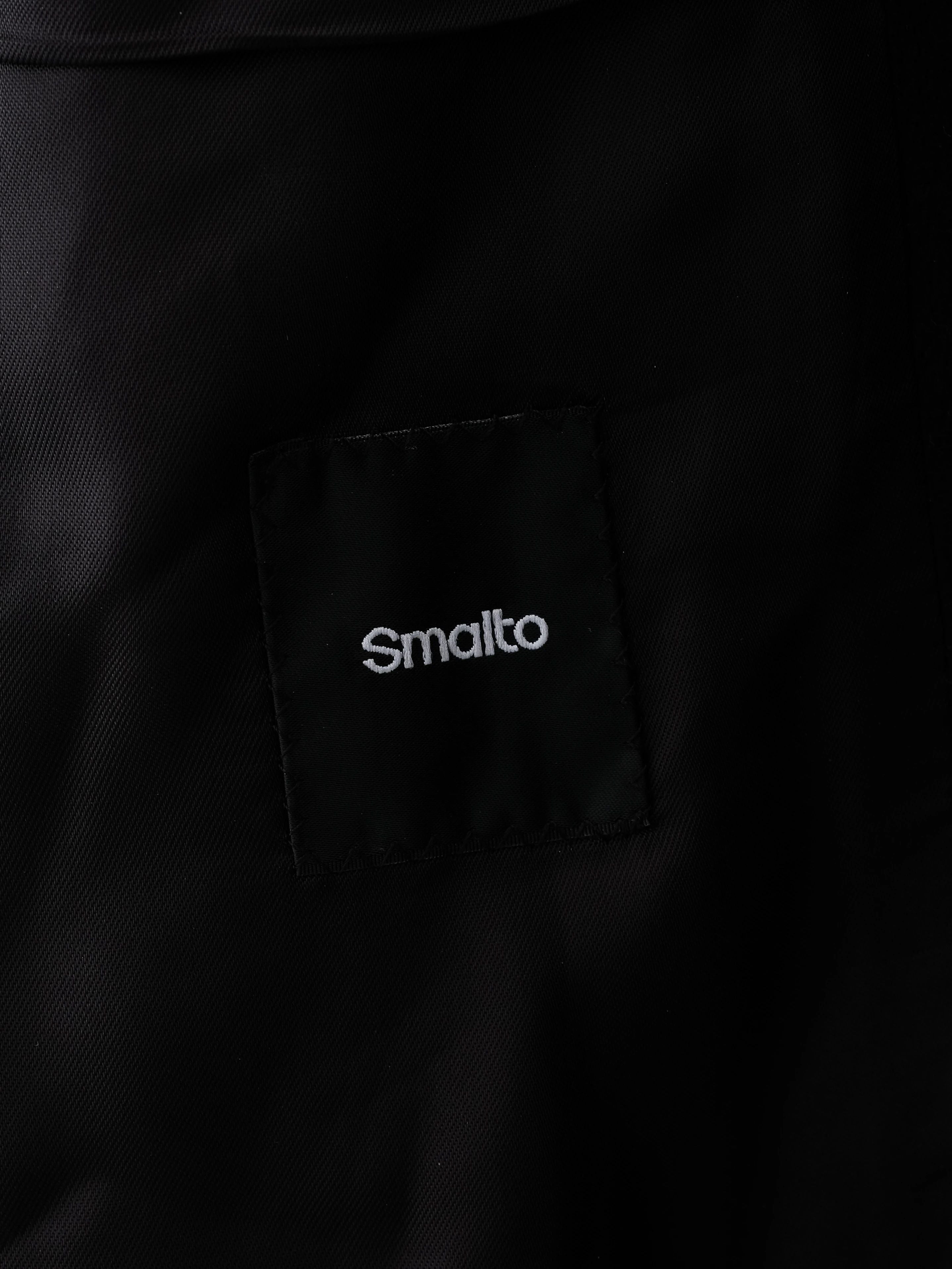 Excellent Smalto Black Cashmere Coat with Fur Collar Size XL