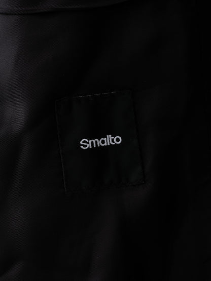 Excellent Smalto Black Cashmere Coat with Fur Collar Size XL