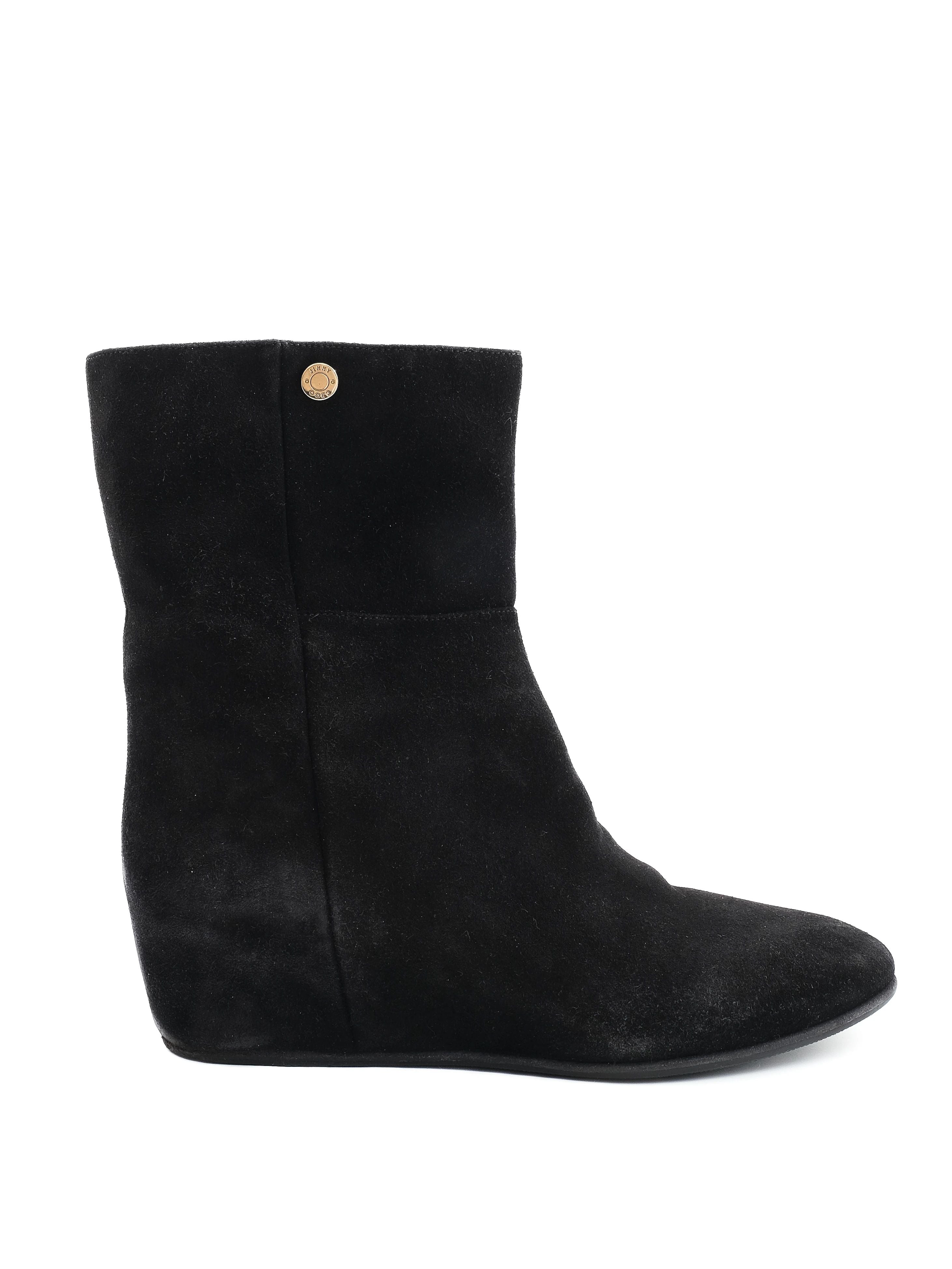 Jimmy Choo Black Leather Wedge Boots Size 39 Women Excellent Condition