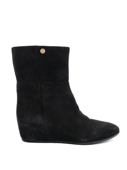 Jimmy Choo Black Leather Wedge Boots Size 39 Women Excellent Condition