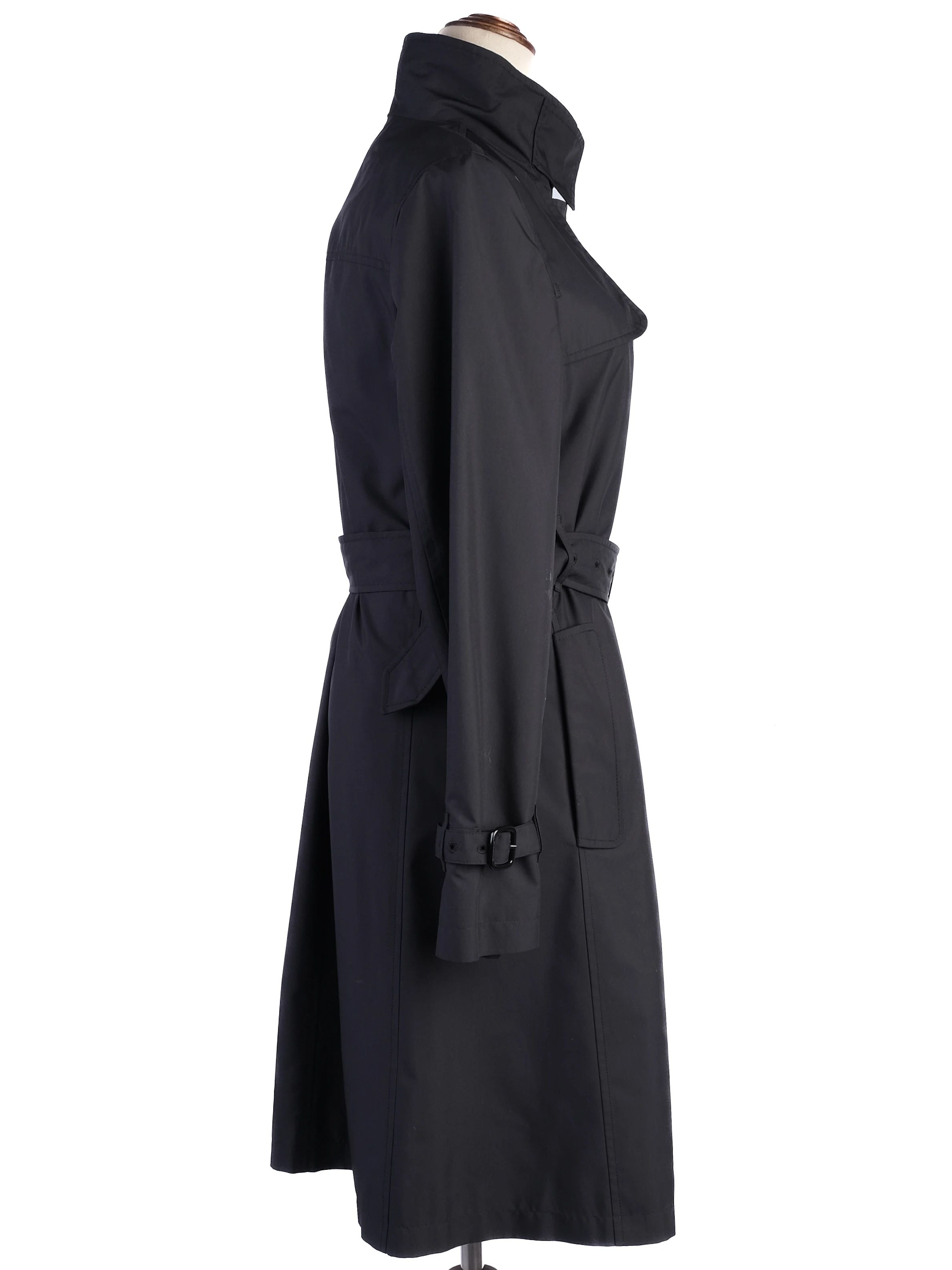 Excellent Burberry Black Polyester Trench Coat Size S
