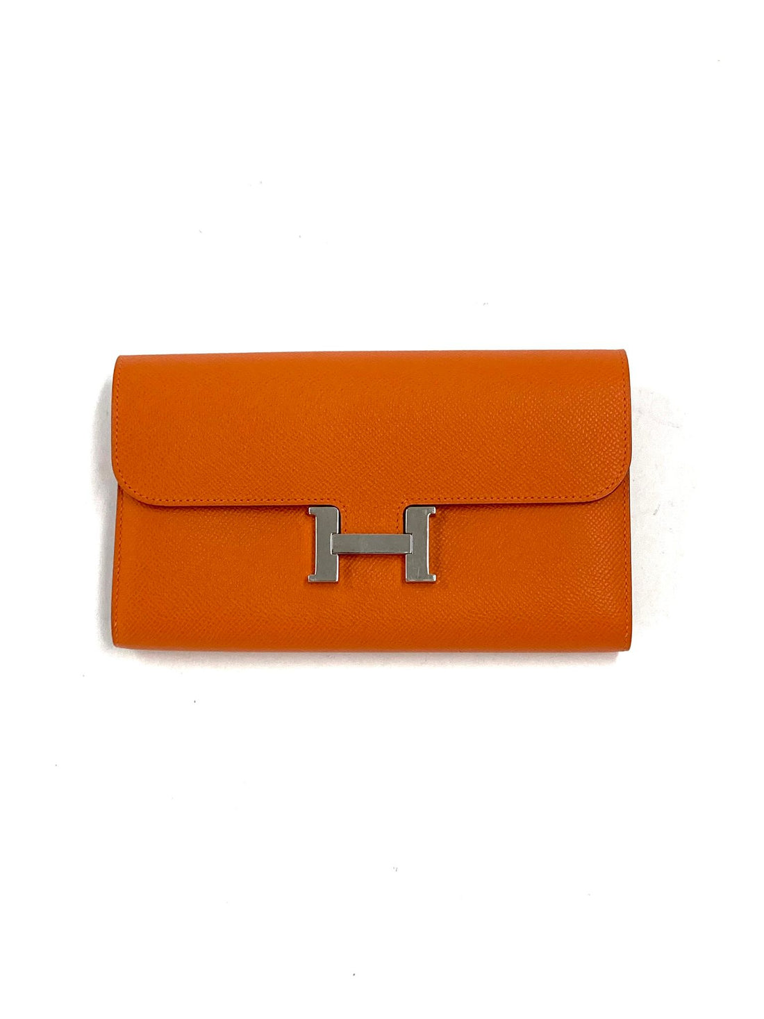 Hermes Orange Constance Wallet Epsom PHW  Square R