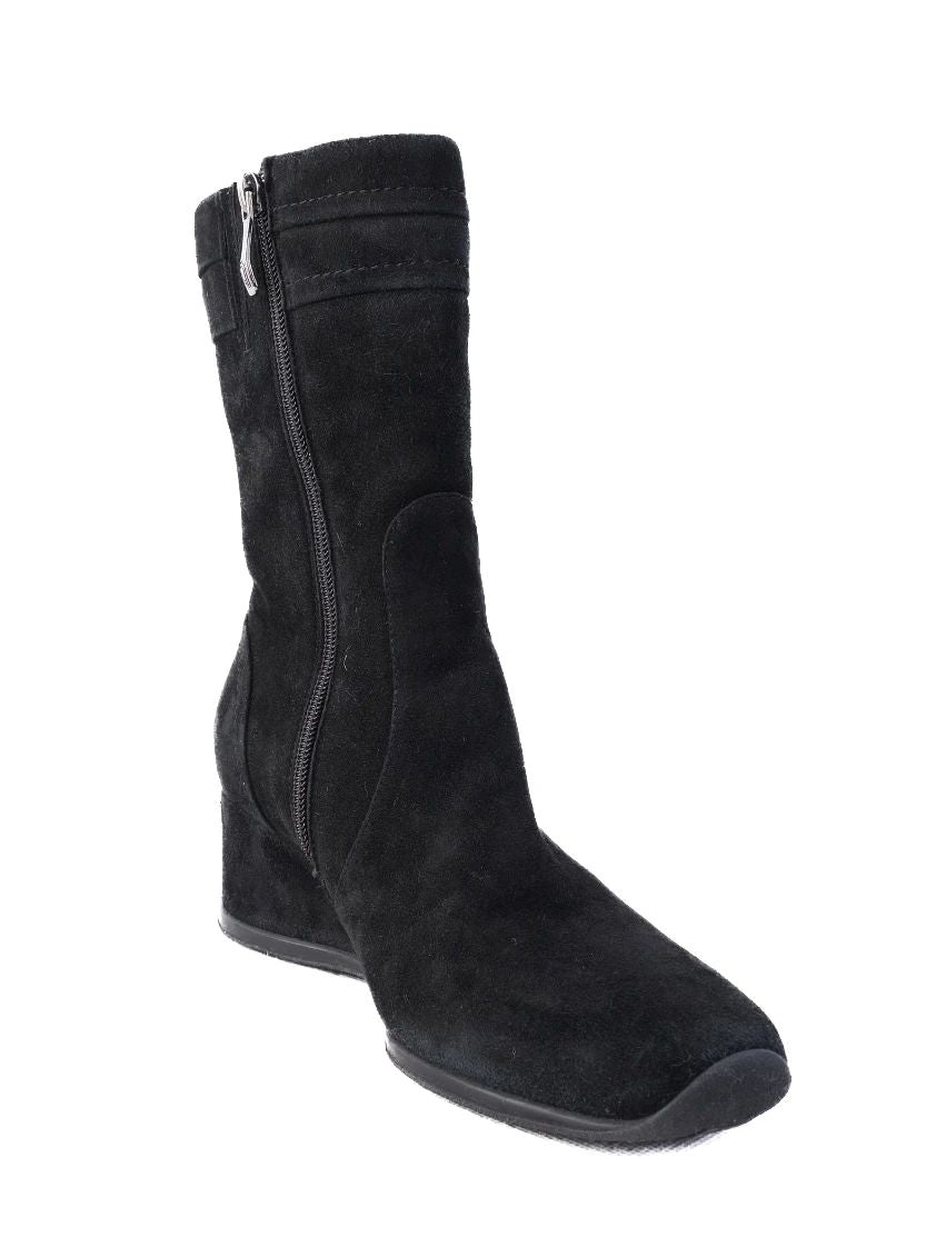 Perfect Giovanni Fabiani Black Genuine Suede Wedge Boots Size 37.5