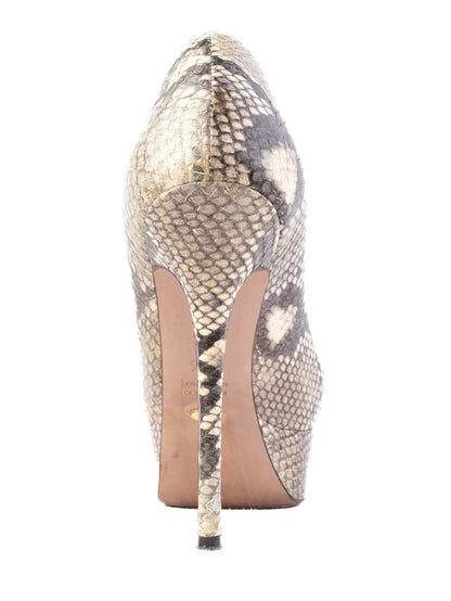 Excellent Sergio Rossi High Heeled Snakeskin Leather Shoes Size 38.5