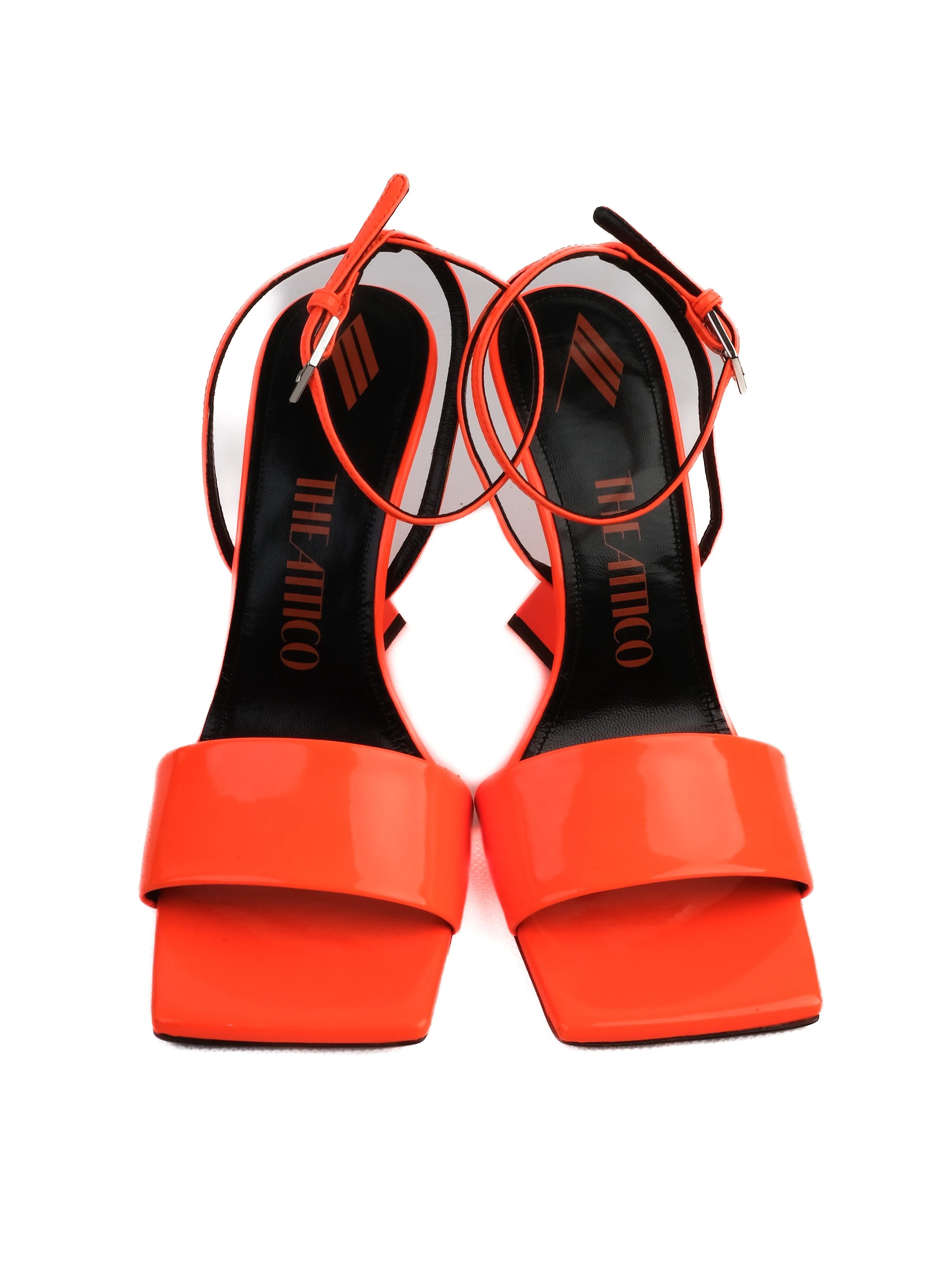 NEW The Attico Orange Leather High-Heeled Sandals Size 37.5