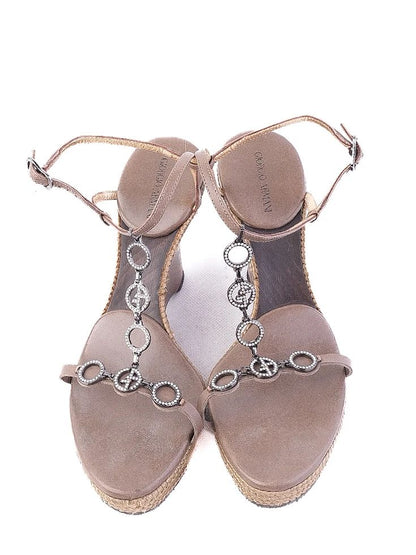 Excellent Giorgio Armani Orange Wedge Sandals Size 38