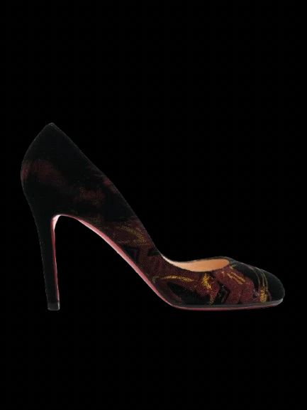 Christian Louboutin Black Velvet High-Heeled Shoes Size 38.5