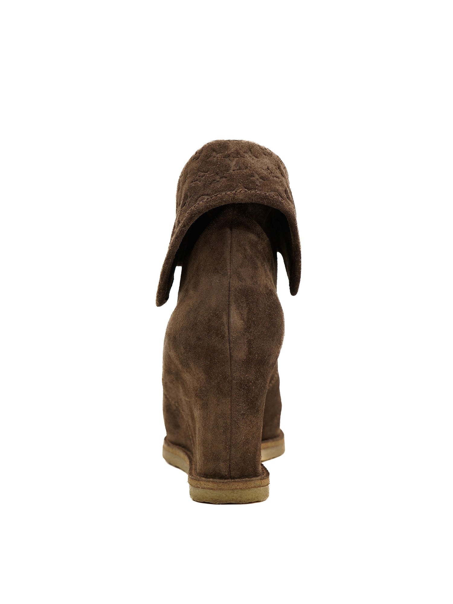 Excellent Louis Vuitton Orange Suede Wedge Boot Size 37.5