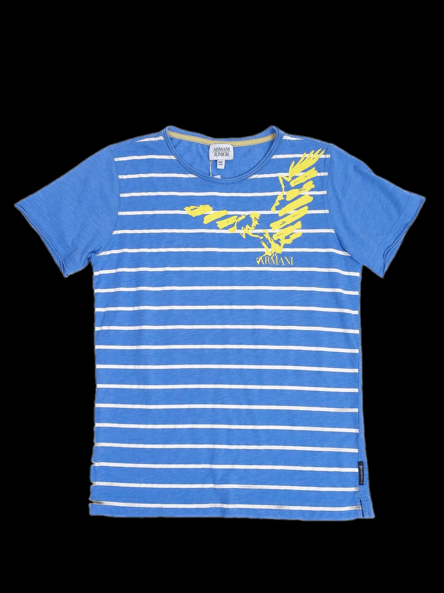 Excellent Armani Junior Blue Striped T-Shirt for Kids Size 10
