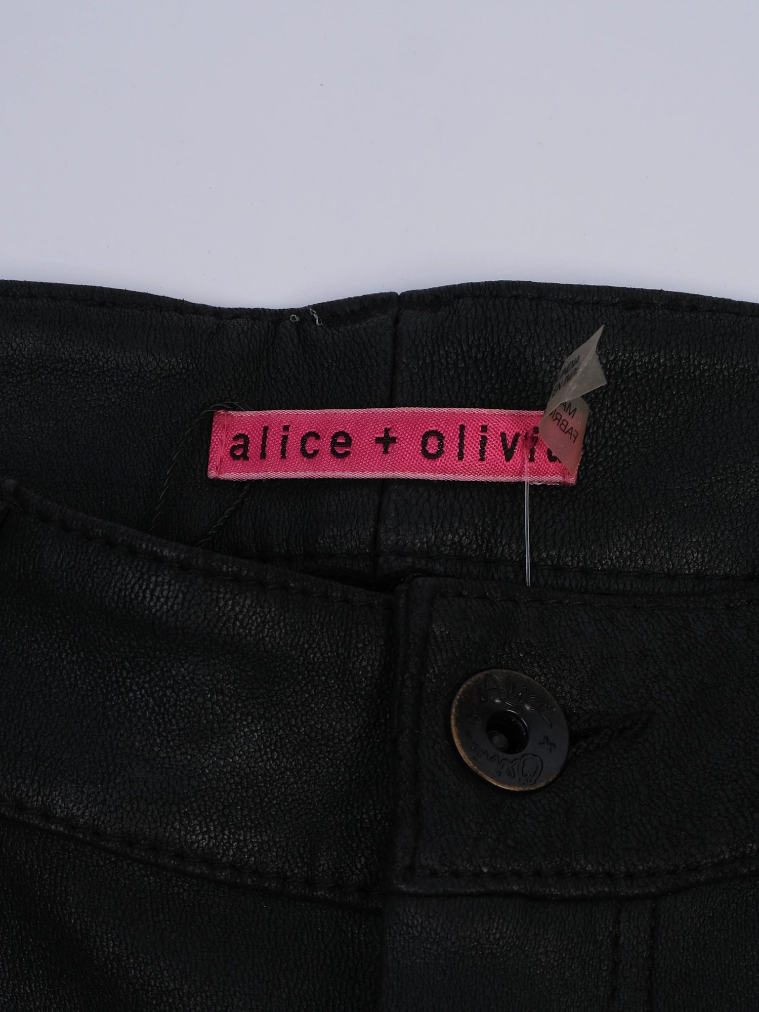 NEW Alice+Olivia Black Leather Pants with Beadwork Size M