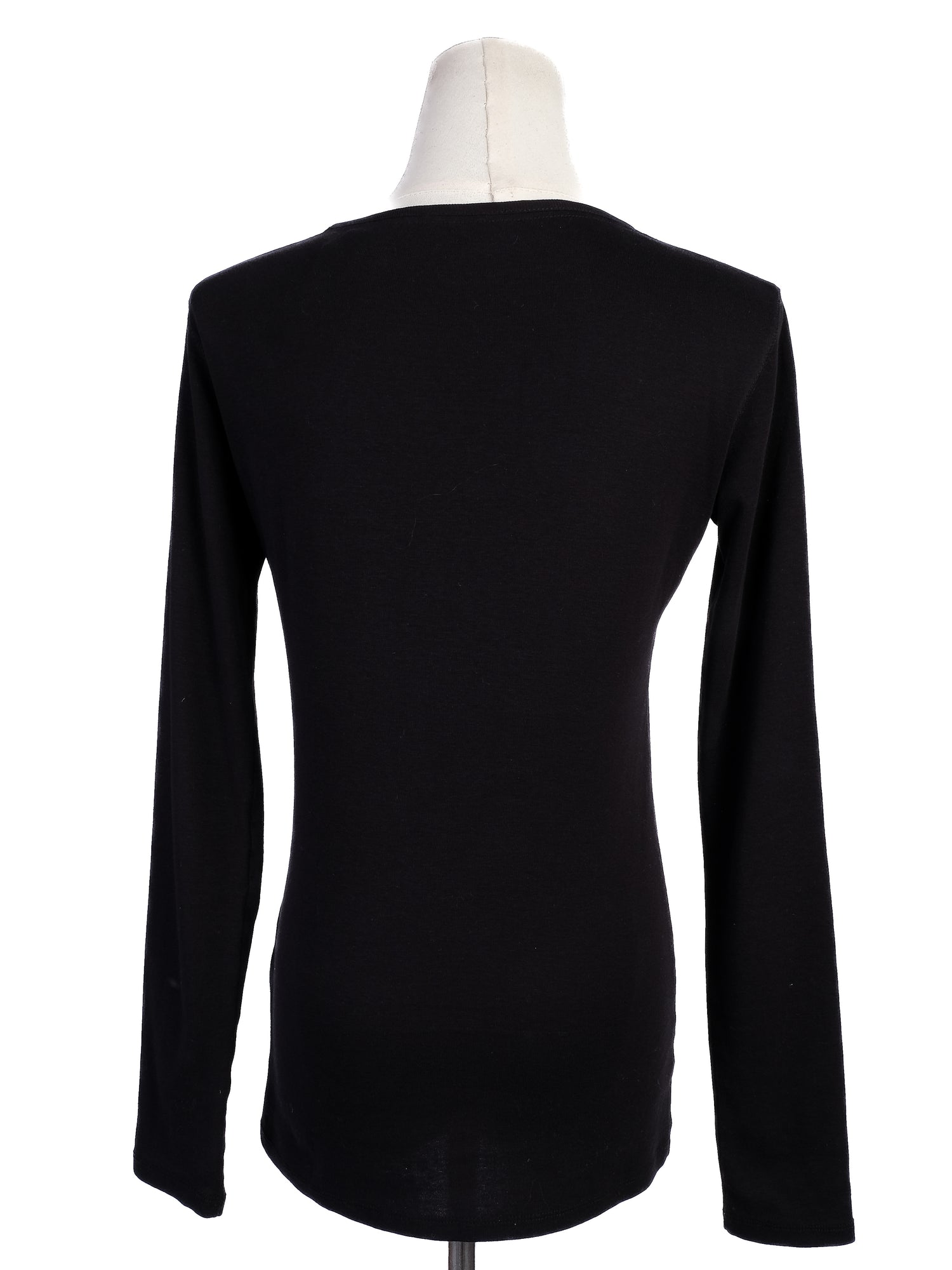 Excellent MaxCo Black Long-Sleeved Shirt Size S Cotton Natural