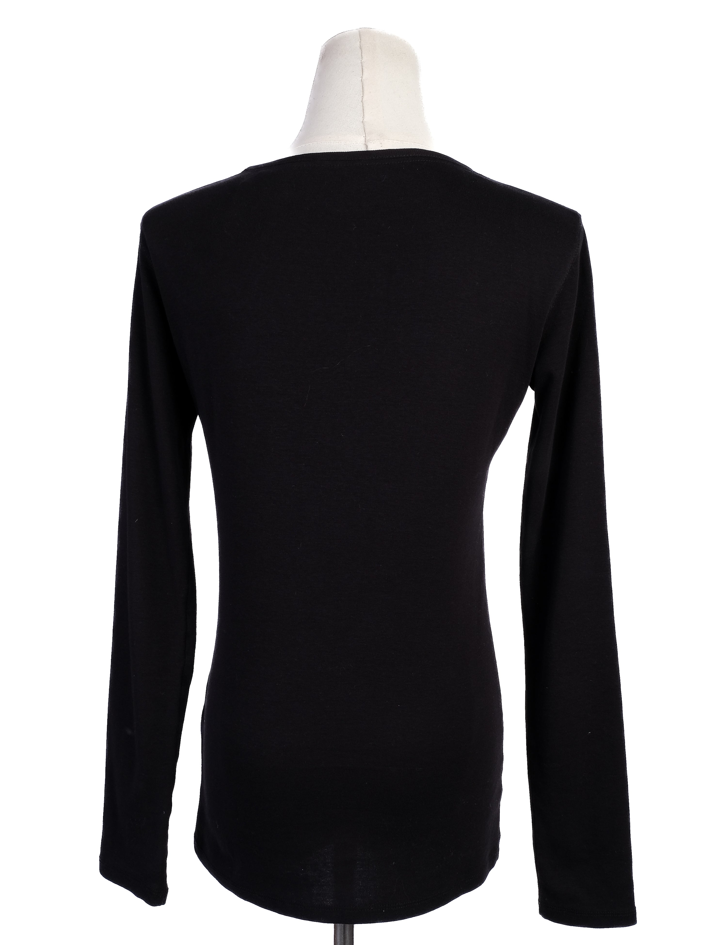Excellent MaxCo Black Long-Sleeved Shirt Size S Cotton Natural