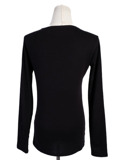 Excellent MaxCo Black Long-Sleeved Shirt Size S Cotton Natural