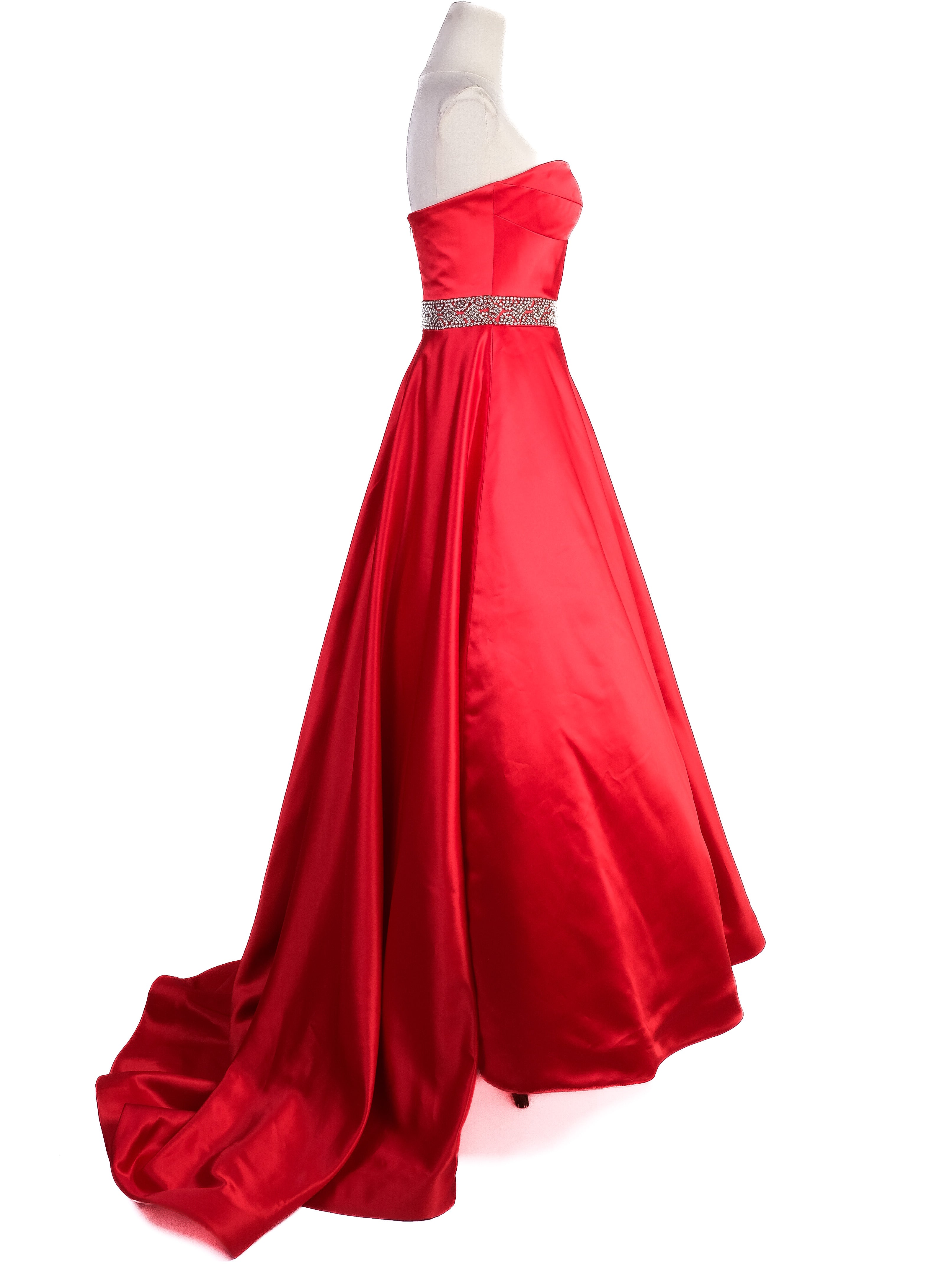 Excellent Sherri Hill Red Strapless Gown with Embellishments