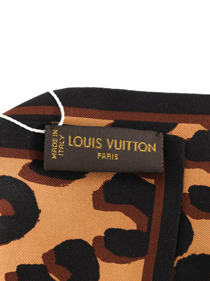 Excellent Louis Vuitton Leopard-Print Silk Scarf Combined Colors