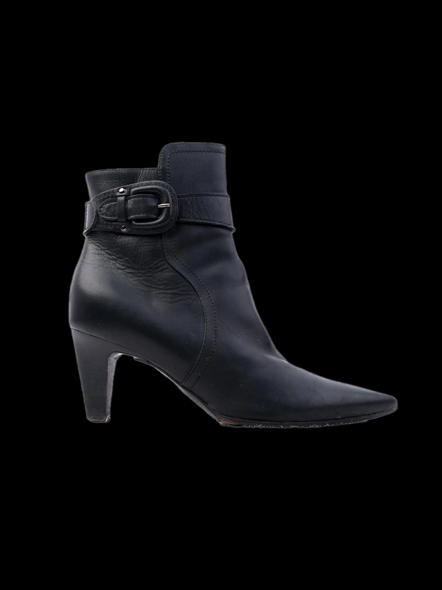Excellent Giorgio Fabiani Black Leather Ankle Boots Size 36.5