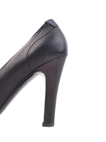 Excellent Ferre Black Leather High-Heeled Shoes Size 38