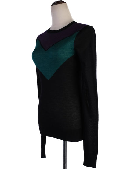 Excellent Jason Wu Silk Sweater XS Geometric Design Black Teal Purple