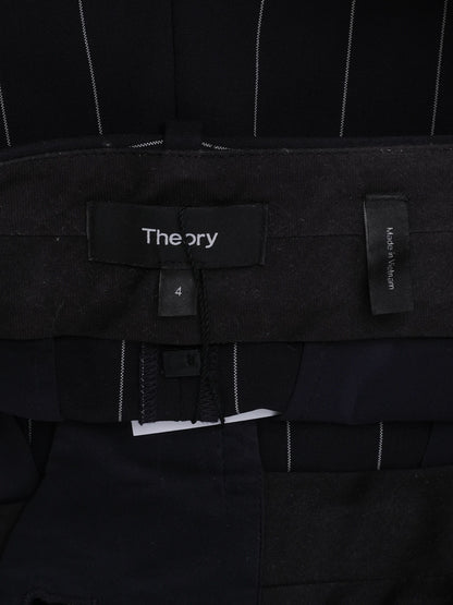 Excellent Theory Black Pinstripe Trousers Size S Wool