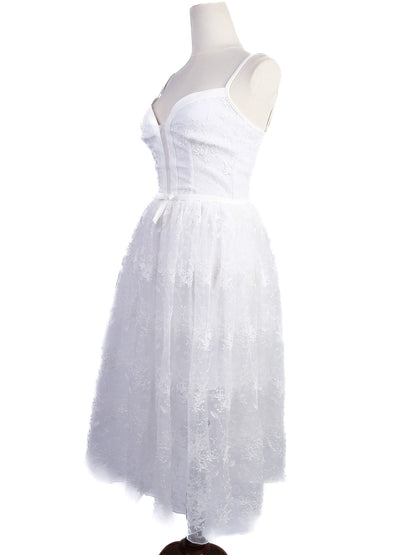 Excellent Isabel Garcia White Sheer Lace Dress Size XS