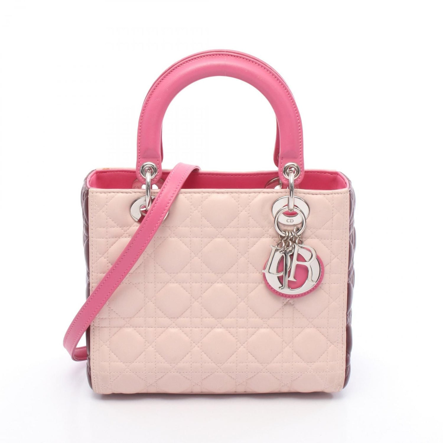 Dior Lady Dior Christian Dior Handbag Pink Bordeaux Leather