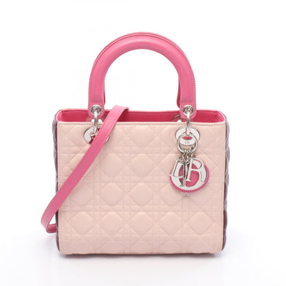 Dior Lady Dior Christian Dior Handbag Pink Bordeaux Leather