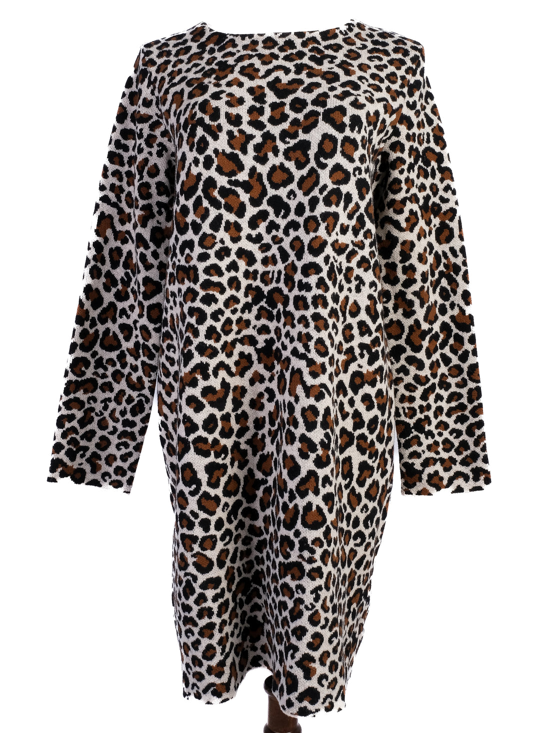 Excellent Max Mara Leopard Print Wool Dress Size L - Women&