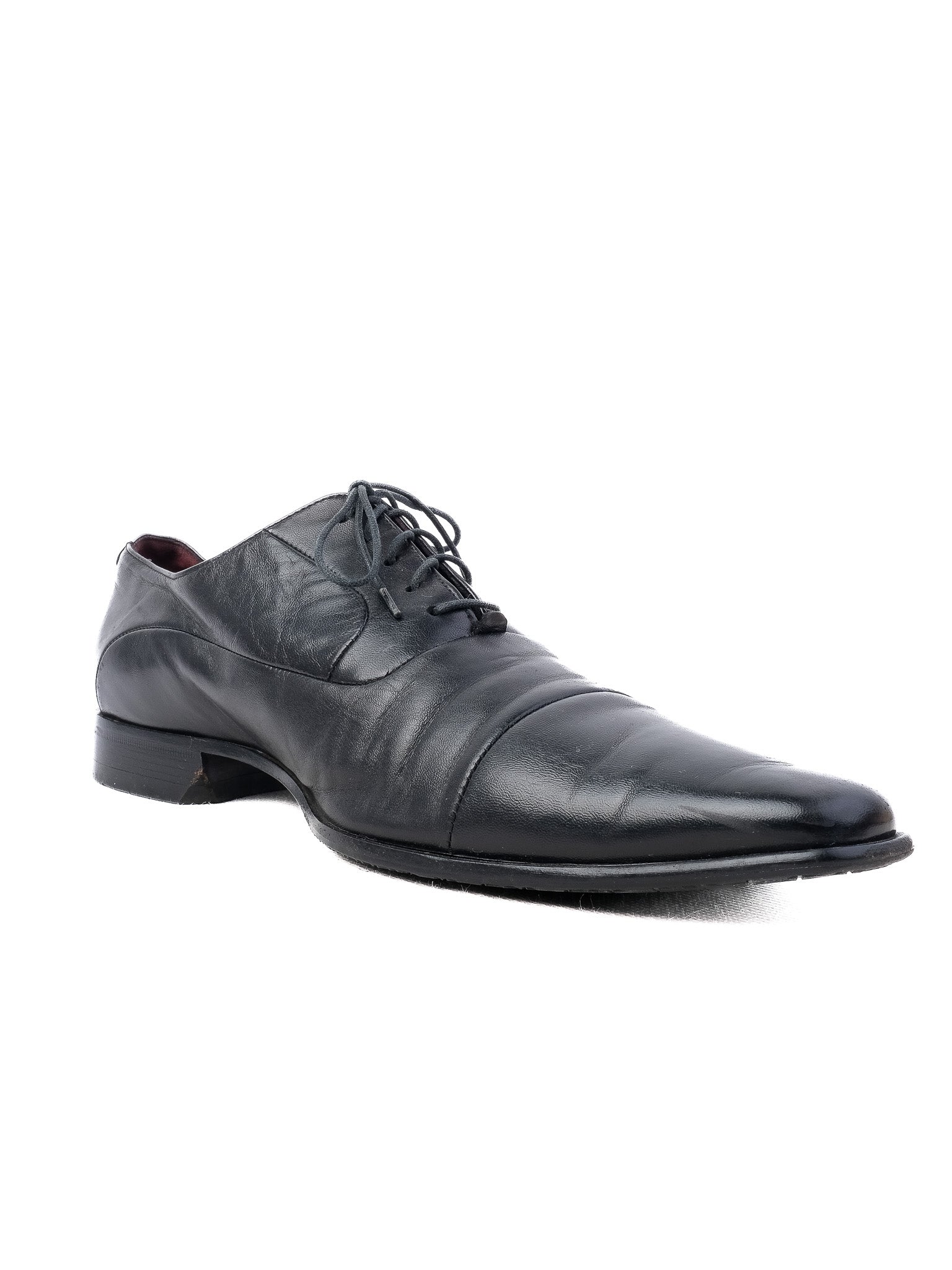 Excellent Valentino Black Leather Dress Shoes Size 42 for Men