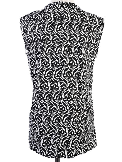 Excellent Max Mara Sleeveless Black and White Patterned Dress Women