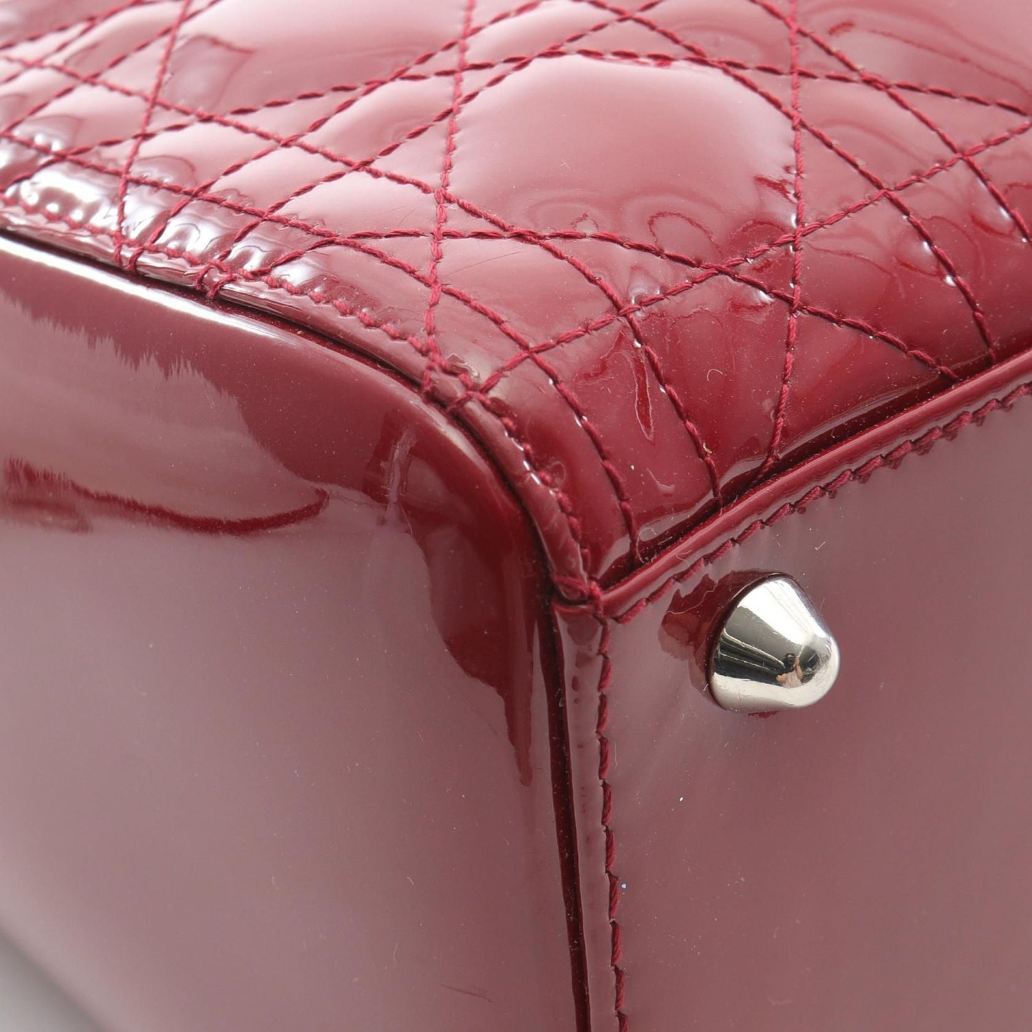 Christian Dior Christian Dior Large Cannage Handbag Red Patent Leather