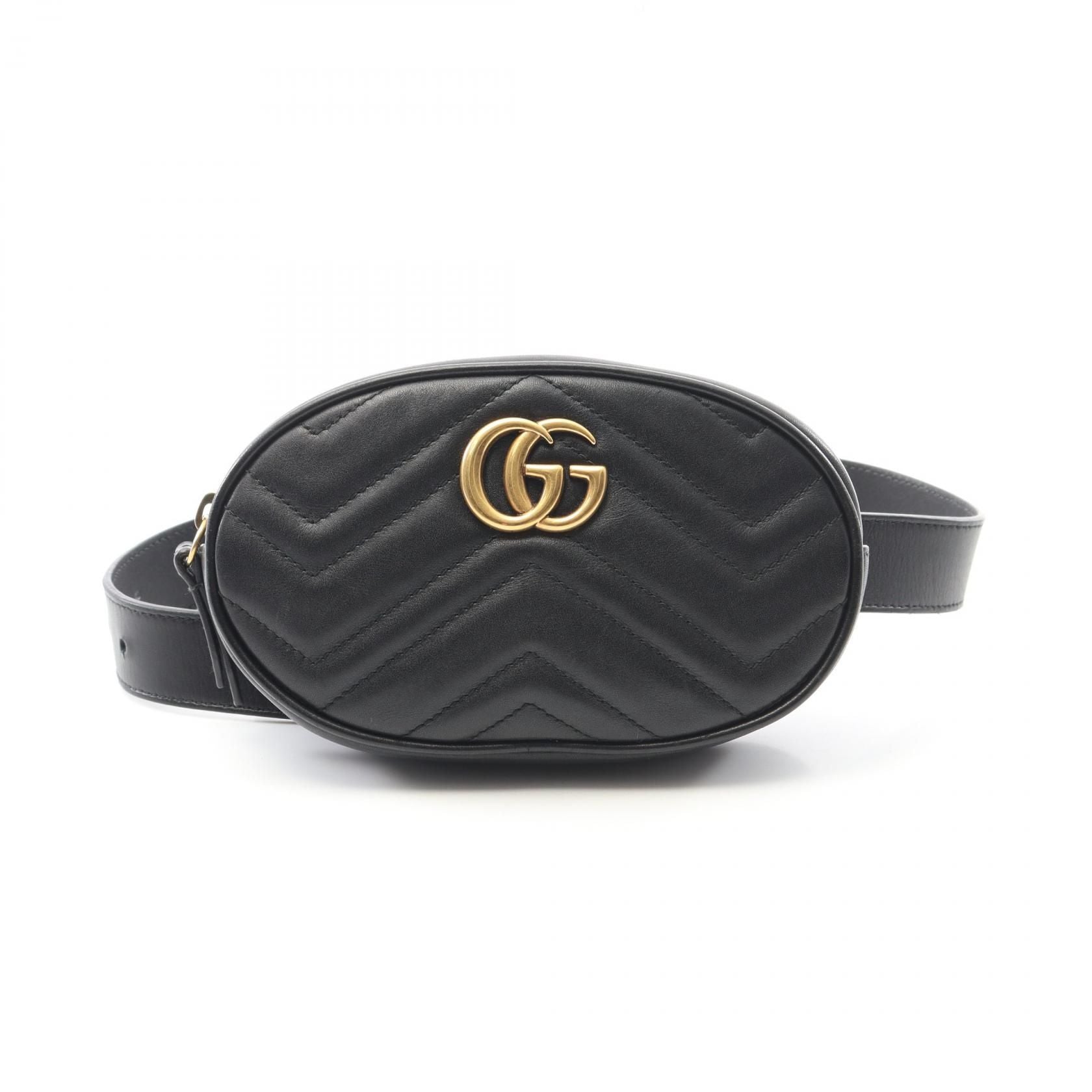 Gucci Gg Marmont Waist Bag Black Leather 476434