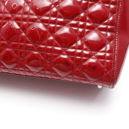 Christian Dior Christian Dior Large Cannage Handbag Red Patent Leather