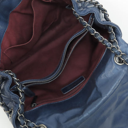 Chanel Blue Cowhide Leather Chain Shoulder Shoulder Back Bag Indigo S