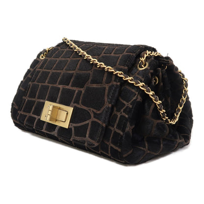 Chanel Black Horsehair 2.55 Chain Shoulder Gold Chain Shoulder Back Bag Black Shoulder Bag Ot