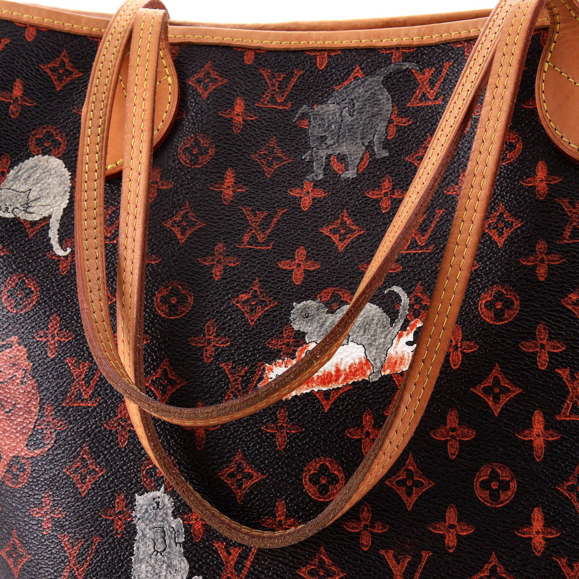 Louis Vuitton Neverfull Nm Tote Limited Edition Grace Coddington Catogram Canvas Mm
