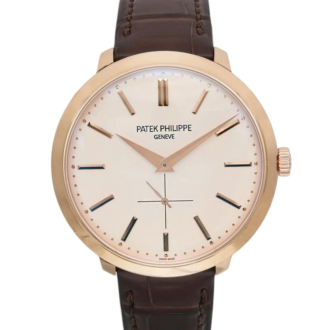 Patek Philippe Calatrava 18k Rose Gold Cream Dial Hand Wind Men Watch 5123R-001