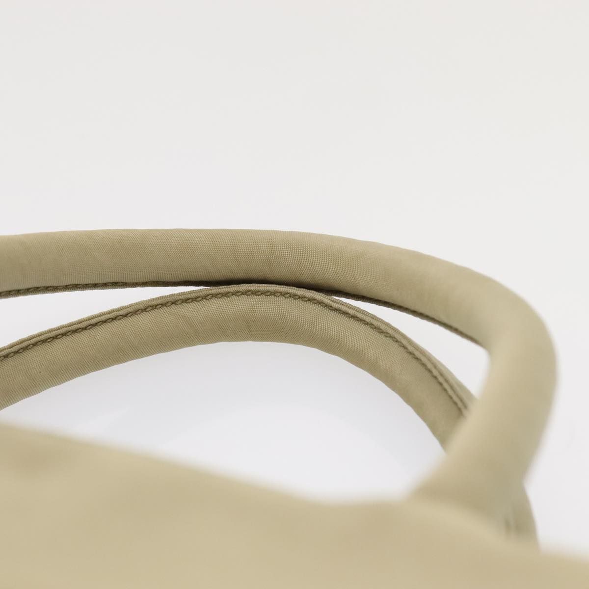 Prada Hand Bag Nylon Beige Silver Auth