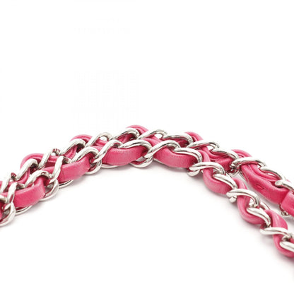 Chanel Pink Matelasse W Flap Shoulder Bag Lambskin (sheep Leather) A 01112