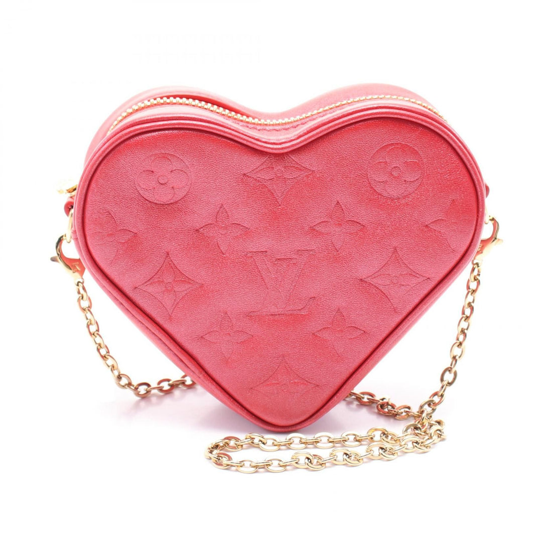 Louis Vuitton Heart On Chain Fall In Love Shoulder Bag M 80837 Leather Red