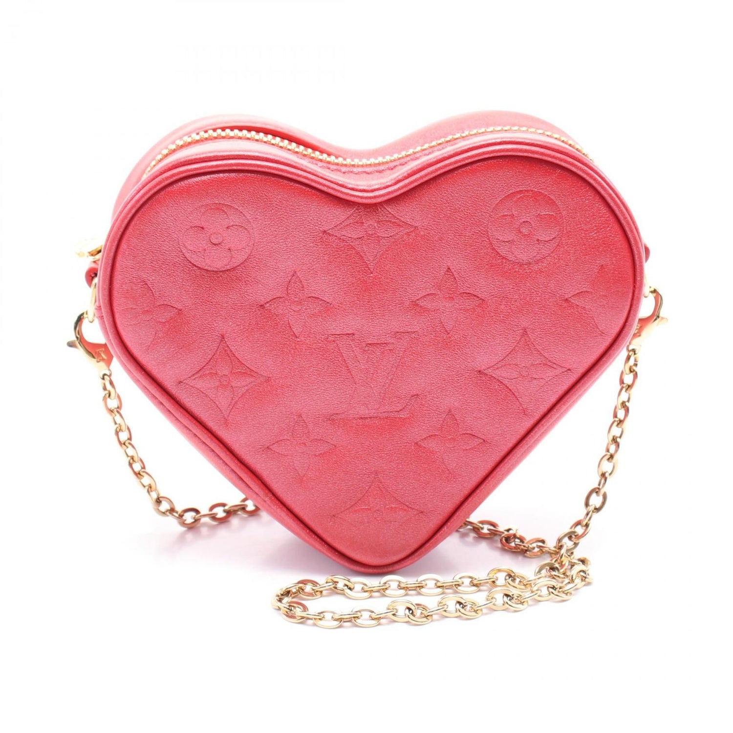 Louis Vuitton Heart On Chain Fall In Love Shoulder Bag M 80837 Leather Red