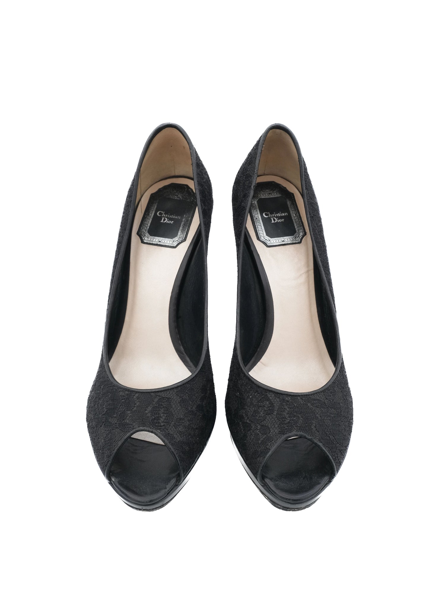 Excellent Dior Black Lace High-Heeled Shoes Size 38